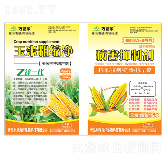 玉米粗縮凈+病害抑制劑-巧管家-潤澤