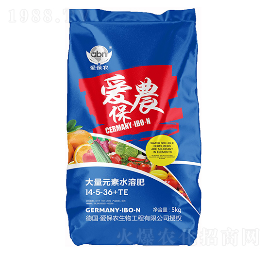 大量元素水溶肥14-5-36+TE 愛保農