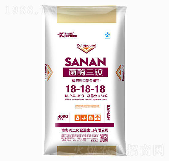 40kg硫酸鉀型復合肥料18-18-18-科普諾-潤土