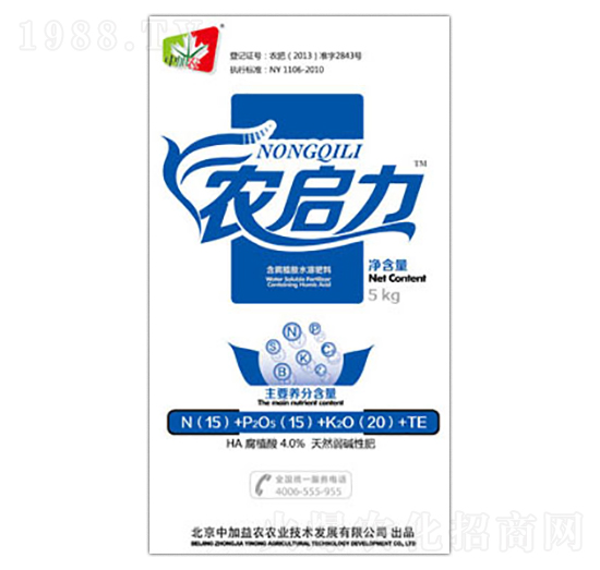 含腐植酸水溶肥料15-15-20+TE-農啟力-中加益農