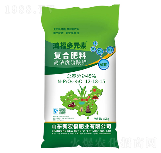 碳能高濃度硫酸鉀復(fù)合肥料12-18-15≥45%-鴻福多元素-鴻福