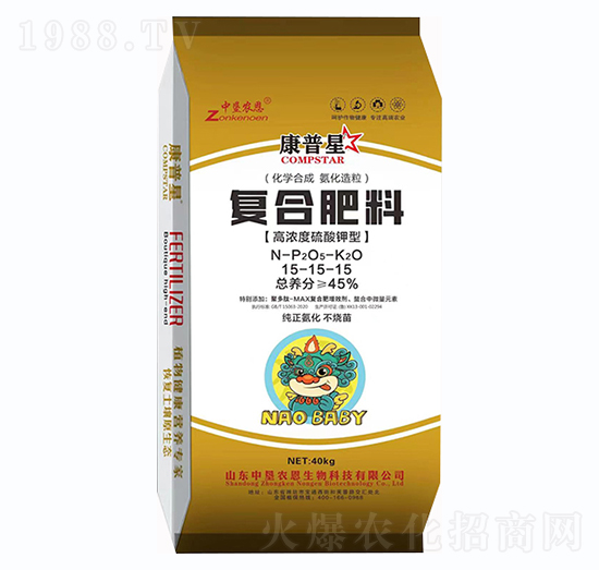 高濃度硫酸鉀型復合肥料15-15-15-康普星-中墾農(nóng)恩