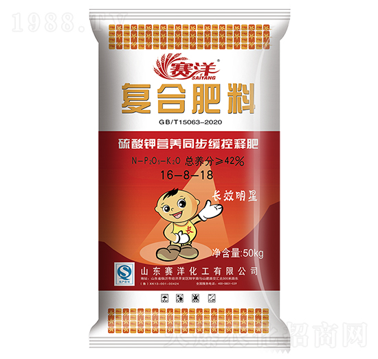 50kg硫酸鉀營養(yǎng)同步緩控釋肥16-8-18-賽洋-施可豐