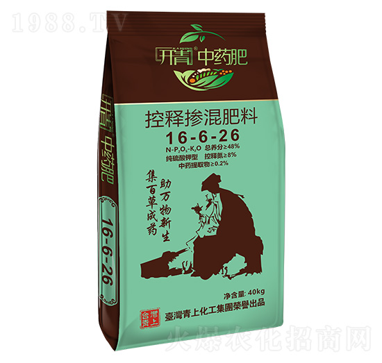 控釋摻混肥料16-6-26-開(kāi)青中藥肥-青上化肥