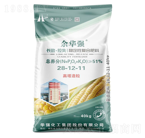 40kg長(zhǎng)效控失穩(wěn)定性復(fù)合肥料28-12-11-余華強(qiáng)-華強(qiáng)化工集團(tuán)