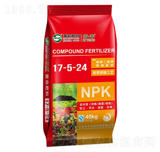40kg高塔熔融復合肥料17-5-24-齊豐農業(yè)